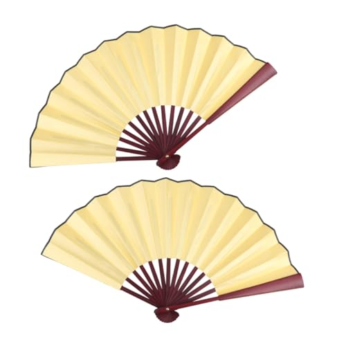CONGARTENO 2 Stück Handfächer Stoff Faltfächer Gelb Chinesischer Stil Handheld Fans Blank DIY Dekoration Hochzeit Party Zubehör von CONGARTENO