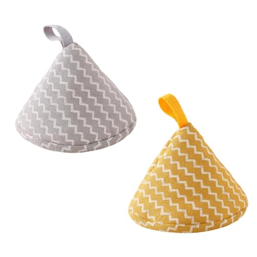 CONGARTENO 2 Stück Hitzebeständige Topfgriffkappen Baumwolle und Leinen Dreieckiges Design für Sicheren Schutz der Hände Beim Kochen Praktisches Küchenzubehör für Topfdeckel und Griffe von CONGARTENO