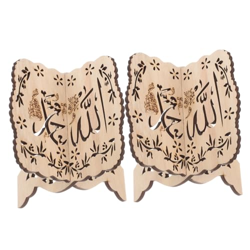 CONGARTENO 2 Stück Holz Buchständer Multifunktional Quran Halter Kreativer Buchhalter für Tischdekoration Muslimische Feste und Heimregal von CONGARTENO