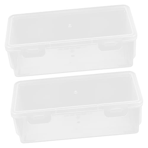 CONGARTENO 2 Stück Klare Aufbewahrungsboxen mit Deckel Multifunktionale Kunststoff Organizer für Schreibtisch Büro und Zuhause für Schmuck Stifte und Kleine Gegenstände von CONGARTENO