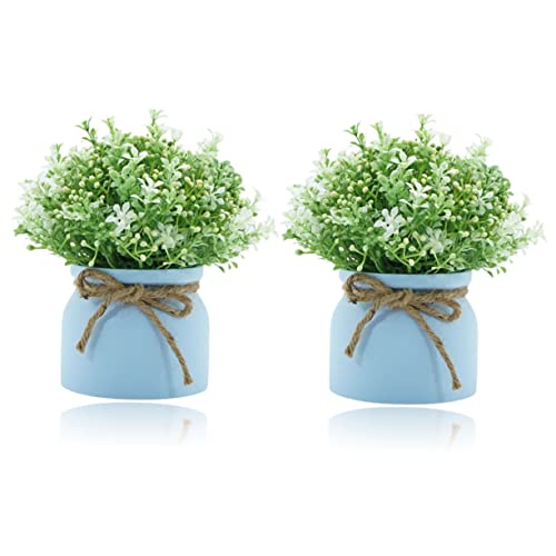 CONGARTENO 2 Stück Künstliche Bonsai Dekoration Realistische Weiße Orchidee Pflanze Wohnraum Tischdeko Nordischer Stil Pflegeleicht Langlebig für Wohnzimmer Büro und Laden von CONGARTENO