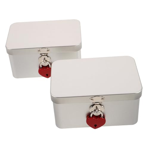 CONGARTENO 2 Stück Metall-tinbox mit Schloss Multifunktionale Verschließbare Aufbewahrungsbox aus Stabilem Weißblech für Schmuck Andenken Kekse und Süßigkeiten Praktisch für Zuhause und Büro von CONGARTENO