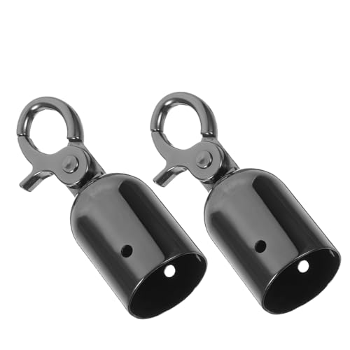 CONGARTENO 2 Stück Seilendkappen aus Robustem Metall mit Klammerhaken Langlebiger Seilstopper für Schutzgeländer und Absperrseile Glänzend Dunkles Finish für Stilvolle Begrenzungssysteme von CONGARTENO