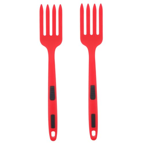 CONGARTENO 2 Stück Silikon Große Gabel Flexibel Hitzebeständig Kochgabeln Praktische Küchenhelfer für Familie Restaurant Camping Spülmaschinenfest Rutschfester Griff Kratzfest von CONGARTENO