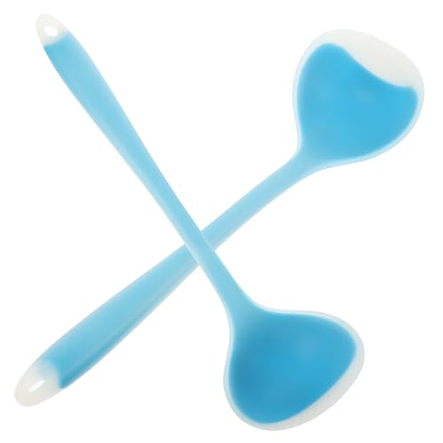 CONGARTENO 2 Stück Silikon Suppenlöffel Teilig Langlebig Hitzebeständig Transparent Blau Multifunktionale Schöpfkelle Leicht Einfach zu Reinigen für Haushalt Kochen und Picknick von CONGARTENO