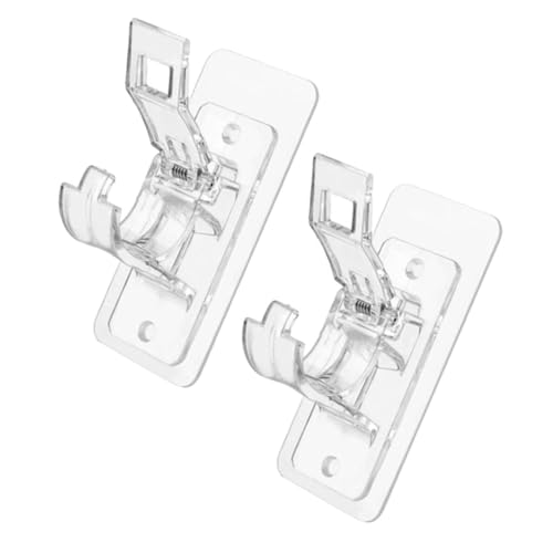 CONGARTENO 2 Stück Teilig Selbstklebende Gardinenstangenhalter aus Robustem Kunststoff für Vorhang Dusch und Kleiderstangen Transparent ohne Bohren Einfache Montage für Sichere Befestigung von CONGARTENO