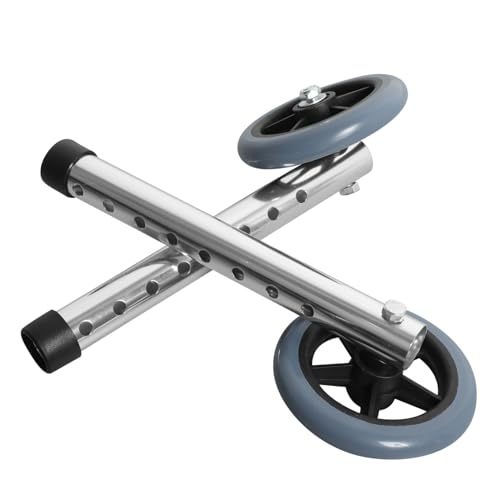 CONGARTENO 2 Stück Teiliges Aluminium Walker Ersatzrad Höhenverstellbar Robuste Gehhilfe Caster Räder Einfache Montage Gleitfähig Teppich und Gras Kompatibel mit Verschiedenen Gehhilfen von CONGARTENO