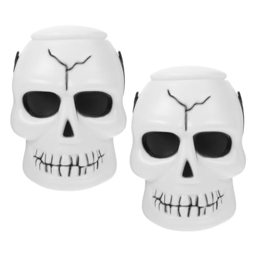 CONGARTENO 2 Stück Teiliges Halloween Schädel Süßigkeitseimer aus Langlebigem Kunststoff mit Deckel und Griff Leicht Tragbar für Erwachsene als Gruselige Partydekoration und von CONGARTENO