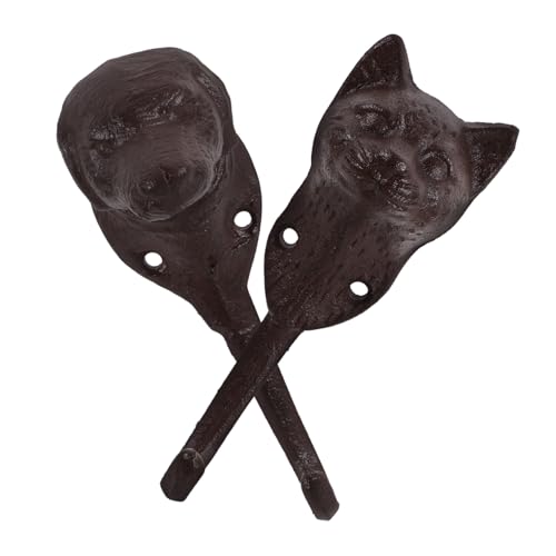CONGARTENO 2 Stück Vintage Gusseisen Wandhaken Tierkopf Design Katze und Hund Dekorative Wanddeko Robuste Haustier Wandhalter für Schlüssel und Mäntel Einfach zu Montieren Rustikaler Stil von CONGARTENO