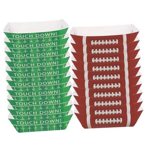 CONGARTENO 20 Stück Teiliges Football Party Servierboot Recycelbare Papierschalen Wasser und Ölbeständig mit Spielfeld Design für Fußballgeburtstage Sportevents und Familienfeiern von CONGARTENO