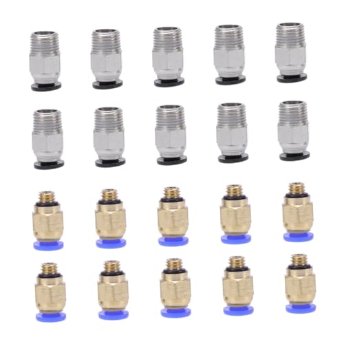 CONGARTENO 20 Stück Teiliges Gerades Pneumatisches Steckverbinder Push to connect Schnellanschluss Drucker Bowden Extruder Kompatibel mit Pla Abs Filament Einfache Montage von CONGARTENO