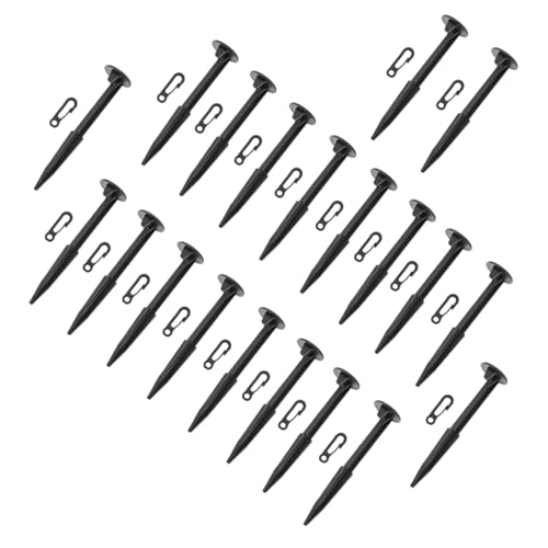 CONGARTENO 20 Stück Teiliges Schwarze Kunststoff Camping Zeltheringe Flach Einfach zu Stecken Ersatz für Aufblasbare Erdanker für Zelt Garten und Hofdekoration von CONGARTENO