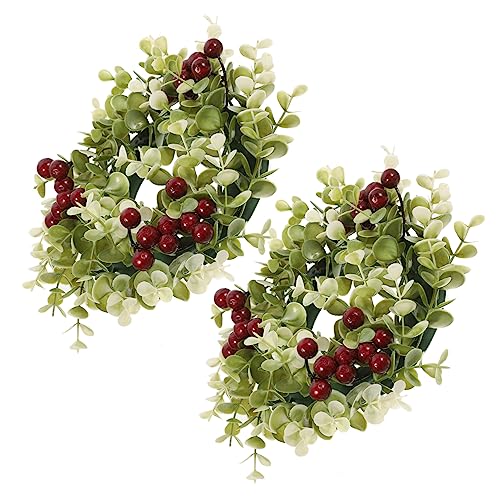 CONGARTENO 2stücke Kerzenringe Aus Künstlichen Pflanzen Und Beeren Hängekranz Für Party Und Weihnachtsdekoration Weihnachtskranz-kerzenhalter Für Festliche Atmosphäre von CONGARTENO