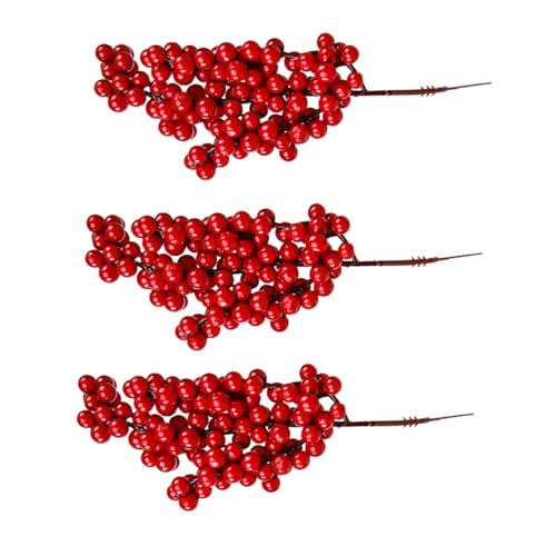 CONGARTENO 3 Stück Künstliche Beerenzweige Teilig Rote Imitation Beeren Weihnachtsdeko Kranz DIY Vase Dekoration Lebensechtes Bouquet für Innen und Außenbereich Hochzeit und von CONGARTENO