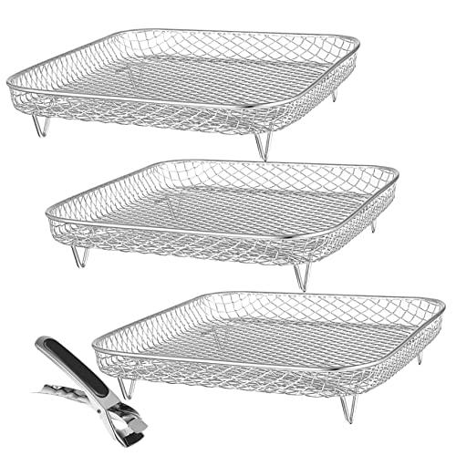 CONGARTENO 3Stücke Teiliges Stapelbares Luftfritteusen Rack aus Mehrschichtiges Dehydrator Zubehör für Heißluftfritteuse für Getrocknete Früchte und Dehydriertes Fleisch von CONGARTENO