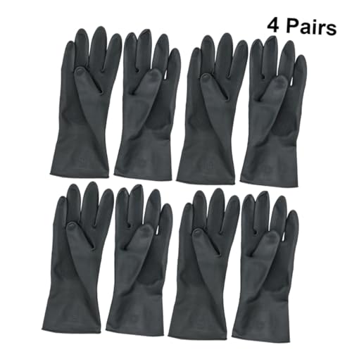 CONGARTENO 4 Paar Wasserdichte Haarschneidehandschuhe aus Gummi Rutschfest Elastisch Lang für Friseure Heimwerker und Gartenarbeit Schwarz Schützende Arbeitshandschuhe von CONGARTENO