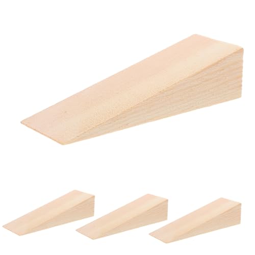 CONGARTENO 4 Stück Holzblockmatte Türstopper Keil Türbodenblock Anti-kollisions-türstoßstange Türstopper Aus Schmücken Keil Hölzern Beige von CONGARTENO