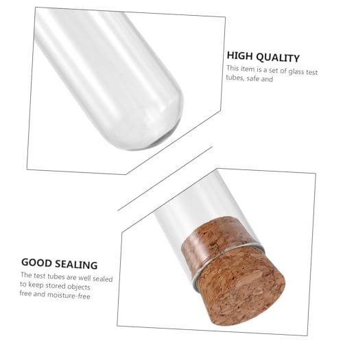 CONGARTENO 4 Stück Reagenzglas aus Glas Reagenzgläser mit flachem Boden kleine Reagenzgläser Labor Pulver Phiole Stopper glasflasche Testrohrbehälter Glasfläschchen Flasche Bambus Transparent von CONGARTENO