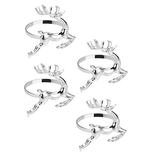 CONGARTENO 4 Stück Serviettenringe aus Metall mit Eleganter Hirschform Dekorative Tischdekoration für Hochzeit Geburtstag und Festliche Anlässe Stilvoller Serviettenhalter für Besondere von CONGARTENO