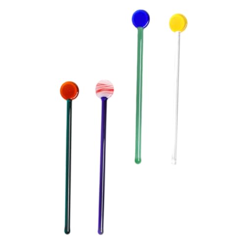 CONGARTENO 4 Stück Teiliges Glaslöffel mit Langem Griff Farbige Dessert Kaffeelöffel Hitzebeständig Glatte Oberfläche Spülmaschinenfest Vielseitig Einsetzbar für Kaffee Tee und Kuchen von CONGARTENO