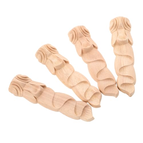 CONGARTENO 4 Stück Teiliges Holzapplikationen Europäischer Stil mit Floralem Design Geschnitzte Möbelverzierungen aus Massivem Holz Lange Ovale Dekore für Schränke Türen und von CONGARTENO