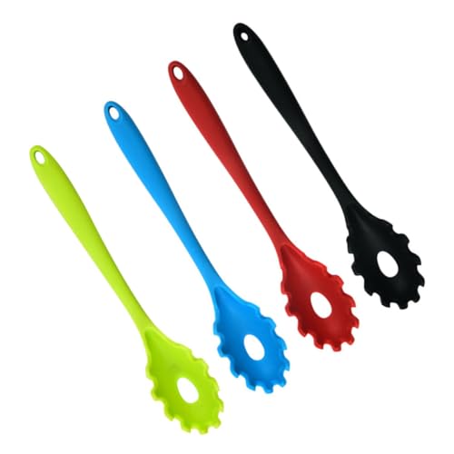 CONGARTENO 4 Stück Teiliges Silikon Nudelkellen Hitzebeständig mit Praktischem Siebdesign Farblich Sortiert Grün Rot Schwarz Blau für Schonendes Abseihen von Spaghetti und Nudeln CONGARTENO 4 Stück Teiliges Silikon Nudelkellen Hitzebeständig mit Praktischem Siebdesign Farblich Sortiert Grün Rot Schwarz Blau für Schonendes Abseihen von Spaghetti und Nudeln von CONGARTENO