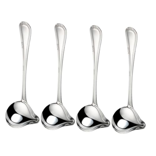 CONGARTENO 4 Stück Teiliges Soßenlöffel Set mit Langem Griff Rostfrei Kleiner Schöpflöffel mit Ausgießer Ergonomisch für Präzises Servieren von Sauce Suppe für Küche und von CONGARTENO