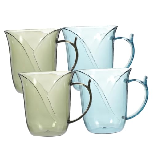 CONGARTENO 4 Stück Teiliges Transparente Mundbecher aus Robustem Kunststoff Wiederverwendbare Zahnputzbecher mit Griff Leicht und Vielseitig für Bad Reisen Camping Geeignet Modernes Design von CONGARTENO