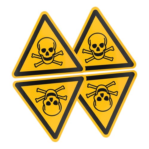 CONGARTENO 4 Stück Warnaufkleber Achtung Giftig Selbstklebend PVC Gleichseitiges Dreieck Sicherheitskennzeichnung zur Vergiftungswarnung Vielseitig Einsetzbar in Werkstatt und Fabrik von CONGARTENO
