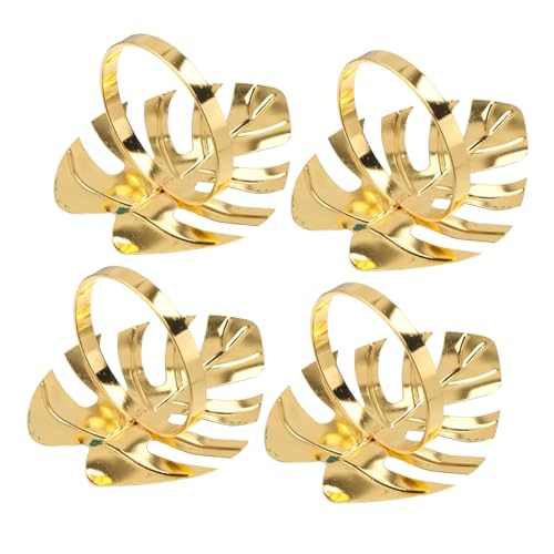 CONGARTENO 4 Stücke Teiliges Hawaii Monstera Serviettenring aus Hochwertiger Legierung Eleganter Serviettenhalter für Bankett und Party Grüner Napkin Buckle für Stilvolle Tischdekoration von CONGARTENO