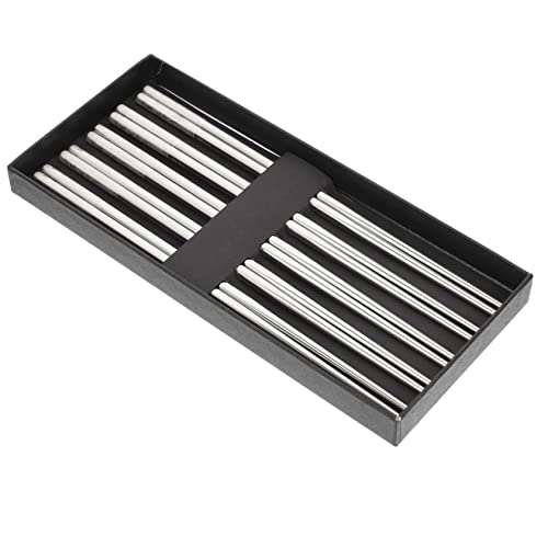 CONGARTENO 5paare Edelstahl Essstäbchen Rutschfeste Leichte Tischware Für Outdoor Aktivitäten Hochwertige Spülmaschinenfeste Chopsticks Im Geschenkbox-design von CONGARTENO