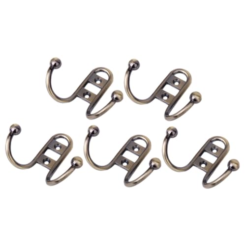 CONGARTENO 5 Stück Doppel Wandhaken aus Zinklegierung Vielseitige Wandhaken für Garderobe Bad Küche und Wohnräume Modische Doppelte Kleiderhaken mit Bogenförmigem Design gegen Abrutschen von CONGARTENO