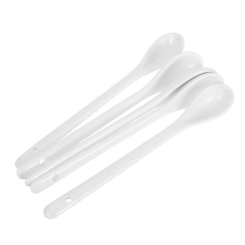 CONGARTENO 5 Stück Porzellan Esslöffel Set Teilig Große Wiederverwendbare Suppenlöffel mit Langem Griff für Zuhause Restaurant Lebensmittelechtes Material für Suppe und Reis von CONGARTENO