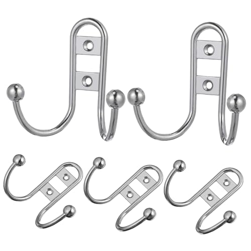 CONGARTENO 5 Stück Teiliges Europäischer Wandhaken aus Zinklegierung Doppelter Garderobenhaken mit Bogenförmigem Design Robuster Wandaufhänger für Küche Bad Schlafzimmer Einfache Wandmontage von CONGARTENO