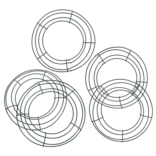 CONGARTENO 5 Stück Teiliges Metallkranz Grün Beschichteter Drahtkranzrahmen Stabiler Runder Wreath Frame für DIY Makramee Blumenkranz Basteln Weihnachtsdeko von CONGARTENO