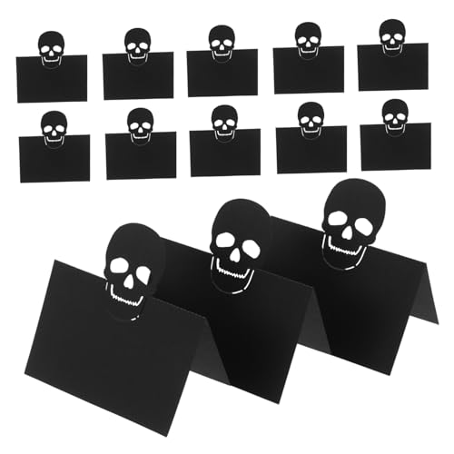 CONGARTENO 50 Stück Halloween Platzkarten mit Design Faltbare Tischkarten aus Stabilem Perlmutt Papier Praktische Namensschilder für Buffet Bankett Halloween Partys und Sitzordnung von CONGARTENO