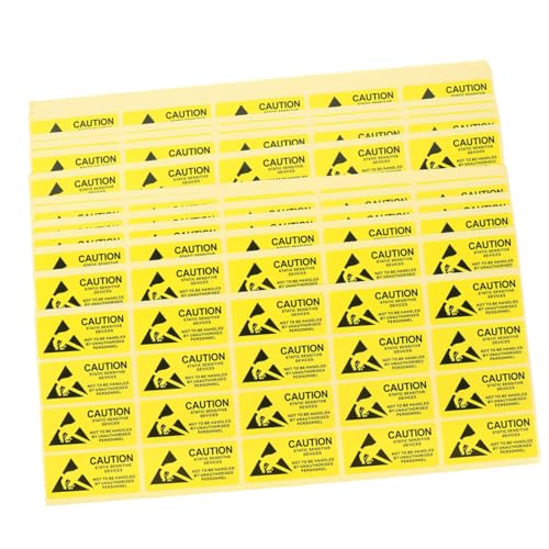 CONGARTENO 500 Stück Statische Warnaufkleber Elektrostatik sichere Etiketten mit Auffälligem Gelbem Warnzeichen Selbstklebende Aufkleber für Elektronische Geräte Platinen und Speicher Klarer von CONGARTENO