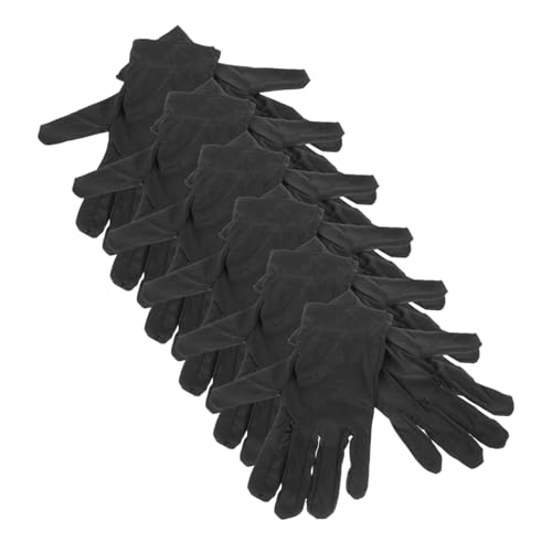 CONGARTENO 6 Paare Schwarze Baumwollhandschuhe für Schmuckprüfung Weiche Elastische Arbeitshandschuhe für Münzen Kunsthandwerk und Empfindliche Oberflächen und Langlebig von CONGARTENO