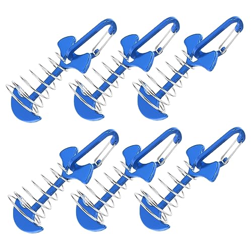 CONGARTENO 6 Sätze Zeltheringe Fischgräteform Aluminiumlegierung Korrosionsbeständig mit Federschnalle und Seilbefestigung für Outdoor Camping Installieren Langlebig zum Fixieren von Zelten von CONGARTENO