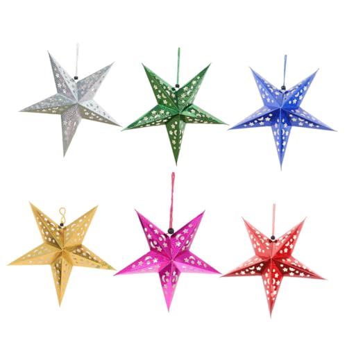 CONGARTENO 6 Stück Teiliges Faltbare Papier stern lampenschirme Hängende Weihnachtsdeko Dekorative Stern ornamente Praktische Leuchtenabdeckung für Wohnraum und Feier CONGARTENO 6 Stück Teiliges Faltbare Papier stern lampenschirme Hängende Weihnachtsdeko Dekorative Stern ornamente Praktische Leuchtenabdeckung für Wohnraum und Feier von CONGARTENO