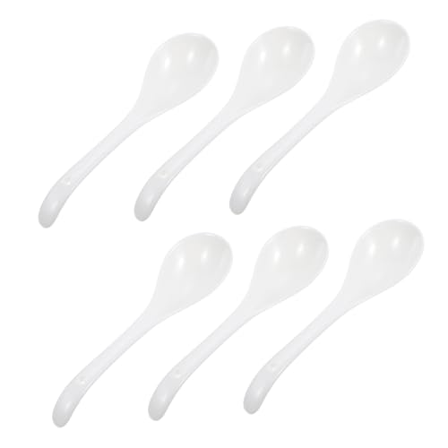CONGARTENO 6 Stück Teiliges Porzellan Suppenlöffel Weiß Robuste und Rostfreie Keramiklöffel Vielseitig für Suppe und Brei Stilvolles Design Spülmaschinenfest für Haushalt und von CONGARTENO