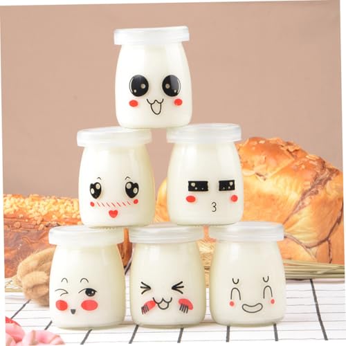 CONGARTENO 6 Stück Teiliges Puddingflaschen aus Hitzebeständigem Glas mit Lustigen Gesichtsausdruck designs Vielseitige Dessert Joghurtgläser Leicht zu Reinigen für Kleine Portionen und CONGARTENO 6 Stück Teiliges Puddingflaschen aus Hitzebeständigem Glas mit Lustigen Gesichtsausdruck designs Vielseitige Dessert Joghurtgläser Leicht zu Reinigen für Kleine Portionen und von CONGARTENO