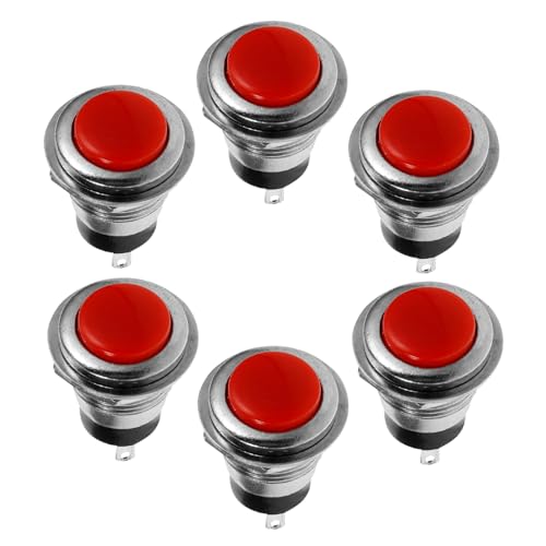 CONGARTENO 6 Stück Teiliges Runder Pin Selbstzurückstellender Momentary Push Button Schalter in Rot für Auto Hupe Elektrische Geräte und Türglocke CONGARTENO 6 Stück Teiliges Runder Pin Selbstzurückstellender Momentary Push Button Schalter in Rot für Auto Hupe Elektrische Geräte und Türglocke von CONGARTENO
