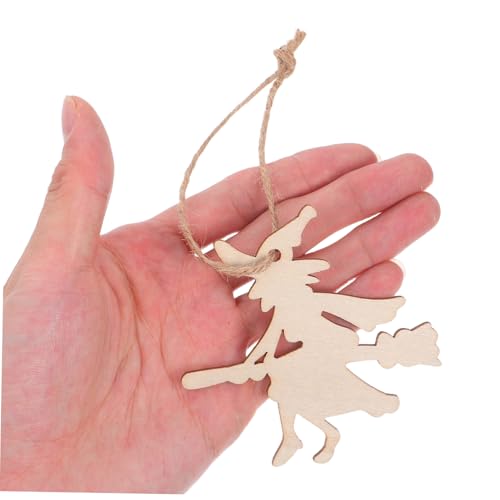 CONGARTENO 60 Stück Teiliges Halloween Holz Bastelset Ungefertigte Holzscheiben mit Geist Hexenmotiven Stabile Leichte Holzanordnung zum Bemalen und Basteln für Kreative DIY Dekorationen von CONGARTENO