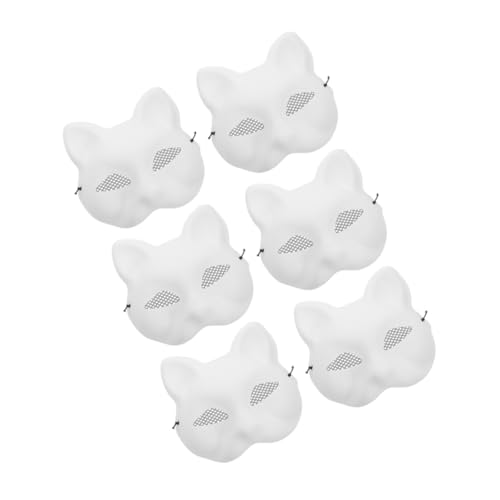 CONGARTENO 6stücke Weisse Katzen-Halloween-Maske Teil Tiermaske Für Maskenbälle Cosplay-partymasken Leere Katzenmaske Weiße Katzenmasken Für Halloween-kostüm Karneval Und von CONGARTENO