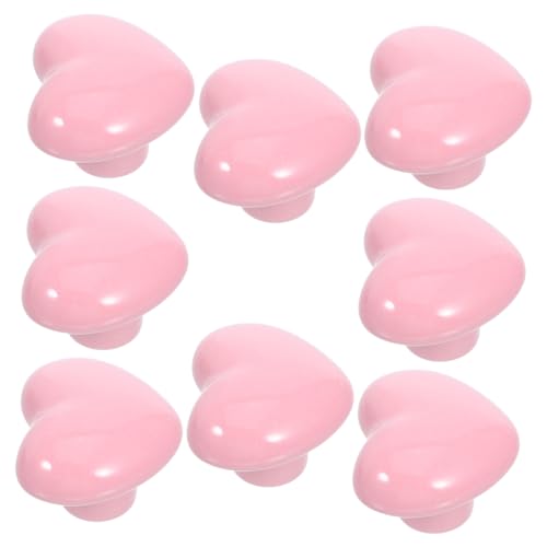 CONGARTENO 8 Stück Teiliges Herzförmige Keramikknöpfe Rosa Dekorative Möbelknäufe für Schrankgriffe Kinderzimmer Einfache Montage Langlebig und Vielseitig für Kommoden und Türen von CONGARTENO