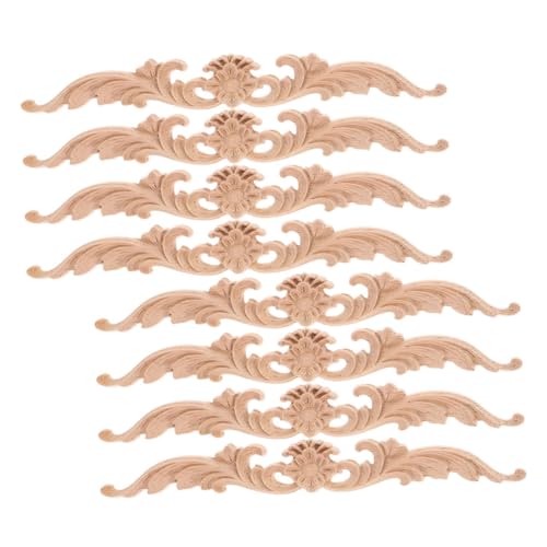 CONGARTENO 8 Stück Teiliges Holzapplikationen Europäischer Stil Geschnitzte Möbelornamente für DIY Möbeldekoration Tür Schrank Bett Wand Naturbelassen von CONGARTENO