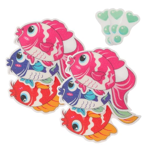 CONGARTENO 9 Stück Teiliges Rutsch Badewannen Sticker für Bunte Cartoon Fische aus Peva rutschfeste Badezimmer Dekoration Einfache Anbringung Rückstandsfrei Entfernbar Sicher von CONGARTENO