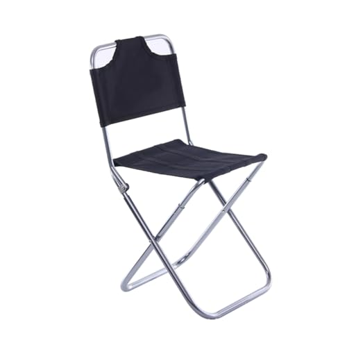 CONGARTENO Aluminium Klappstuhl Mittlere mit Rückenlehne Faltbarer Tragbarer Angelstuhl aus Aluminiumlegierung für Camping Wandern Angeln und Outdoor aktivitäten in Schwarz und Silber von CONGARTENO