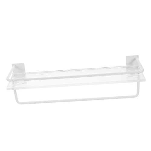 CONGARTENO Badezimmer Handtuchregal Weiß Ohne Bohren Wandmontage Ablage Mit Stange Ventilierte Aufbewahrung Halter Für Shampoo Duschgel Bad Utensilien Organizer von CONGARTENO